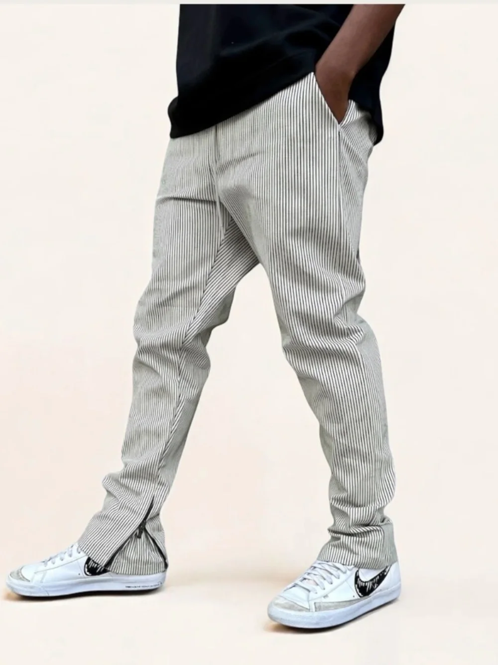 Major Threads Jastillana Zip Trouser Pin Strip Streetwear Denim Size M 32-34